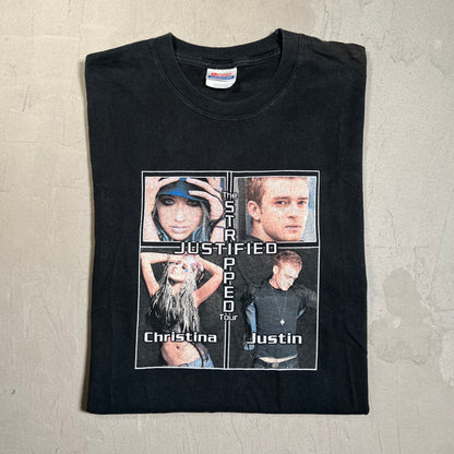 Justin Timberlake Christina Aguilera 2003 Tour Black Size Medium USED v13716
