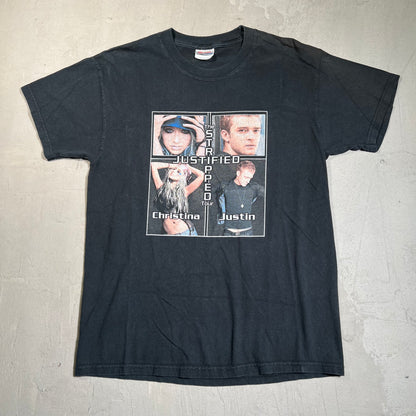 Justin Timberlake Christina Aguilera 2003 Tour Black Size Medium USED v13716