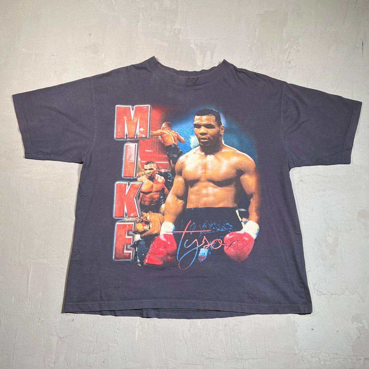 Marino Morwood Mike Tyon Rap Style Washed Black Tee Size XL USED v19621