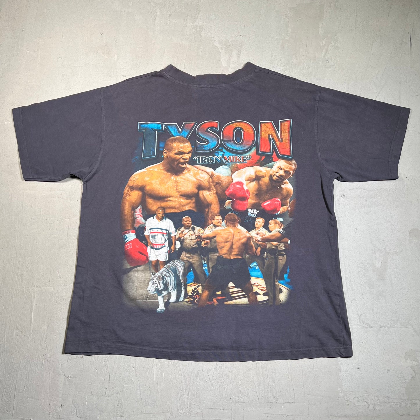 Marino Morwood Mike Tyon Rap Style Washed Black Tee Size XL USED v19621