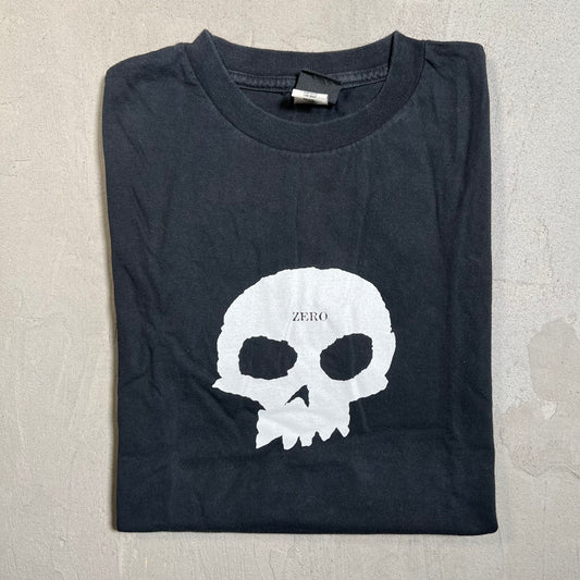 Y2K Zero Skateboard Skull Black Tee Size Small USED v19623