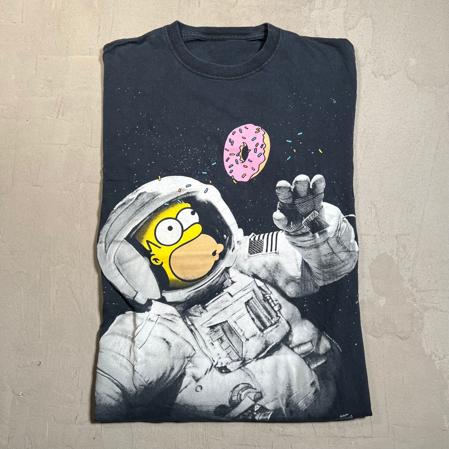 2012 The Simpsons Homer Dount Space Black Tee Size Small USED v19624