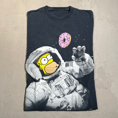 2012 The Simpsons Homer Dount Space Black Tee Size Small USED v19624