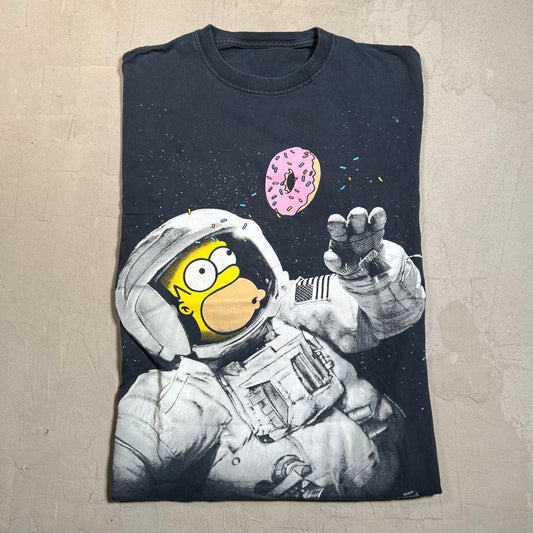 2012 The Simpsons Homer Dount Space Black Tee Size Small USED v19624