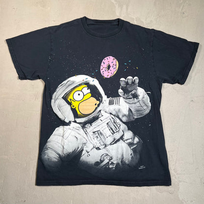 2012 The Simpsons Homer Dount Space Black Tee Size Small USED v19624