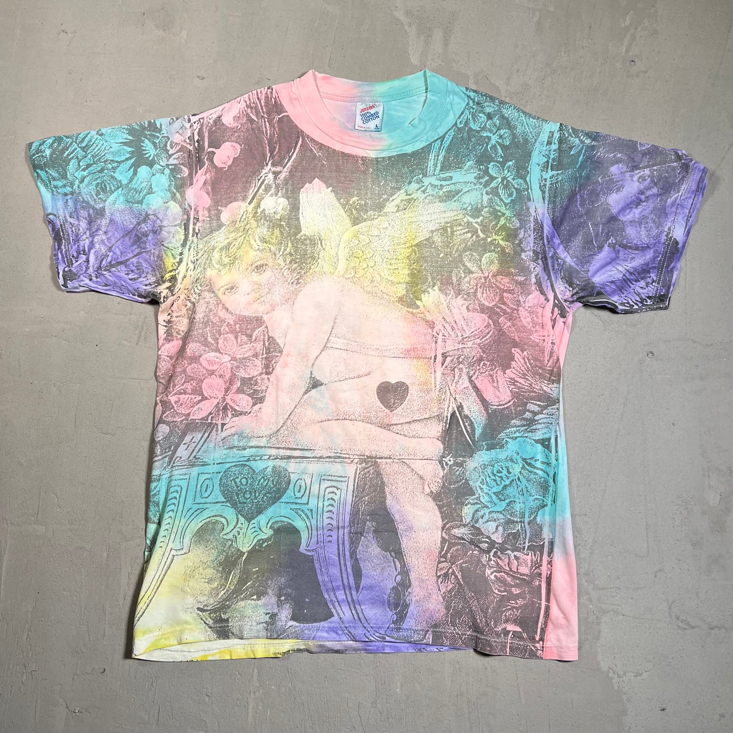 1990s Cupid The Angel AOP Multi Color Tee Size Large USED v19622