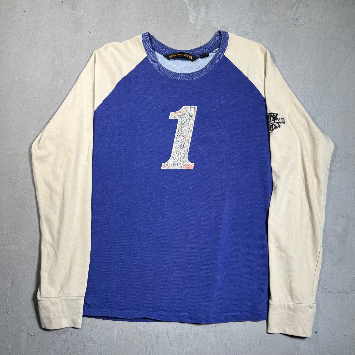 Harley Davidson Felt Letter Purple Race Jersey Long Sleeve Size XXL USED v19629