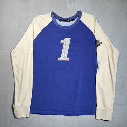 Harley Davidson Felt Letter Purple Race Jersey Long Sleeve Size XXL USED v19629