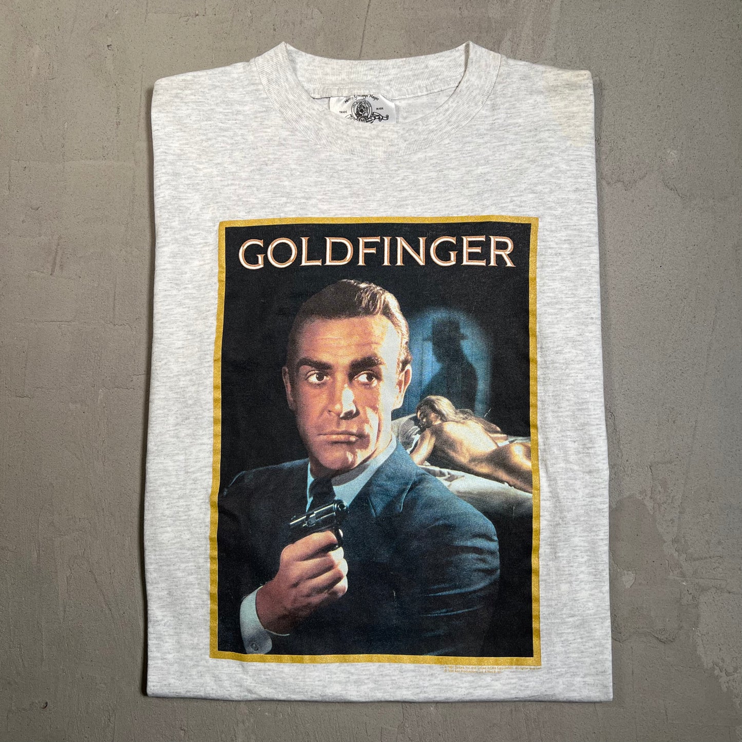 1995 James Bond 007 Goldfinger Promo Grey Tee Size Medium USED v19631