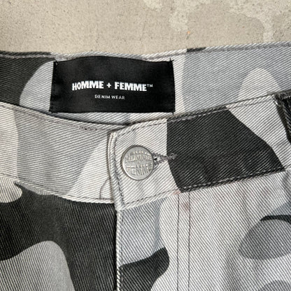 Homme Femme Grey Camo Jorts Size 34 USED x17717