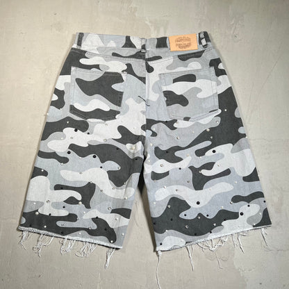 Homme Femme Grey Camo Jorts Size 34 USED x17717