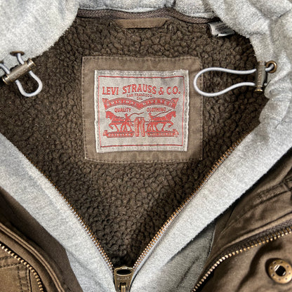 Levis Removable Hood Olive Green Jacket Size XL USED v19628