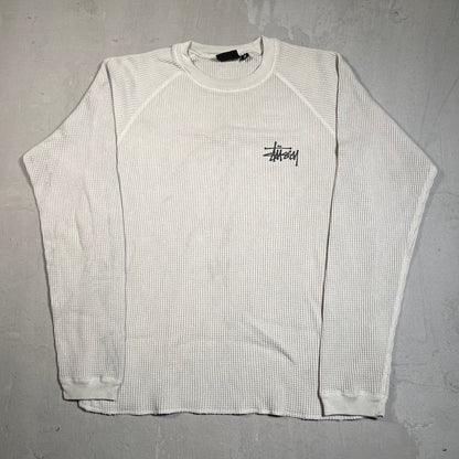 Stussy Thermal Waffle Knit Cement Longsleeve Size Medium USED x17743
