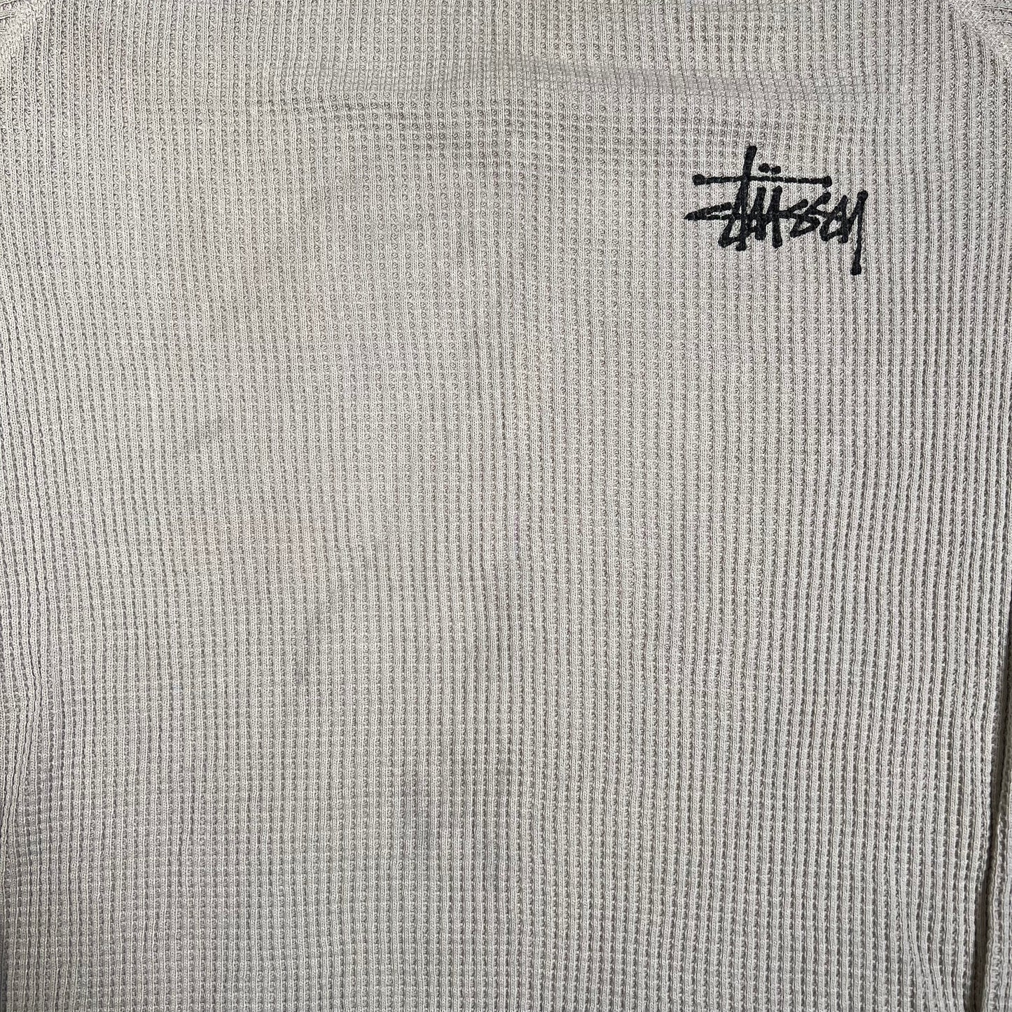 Stussy Thermal Waffle Knit Cement Longsleeve Size Medium USED x17743