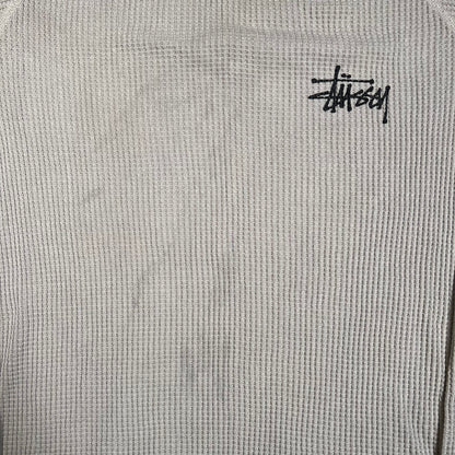 Stussy Thermal Waffle Knit Cement Longsleeve Size Medium USED x17743