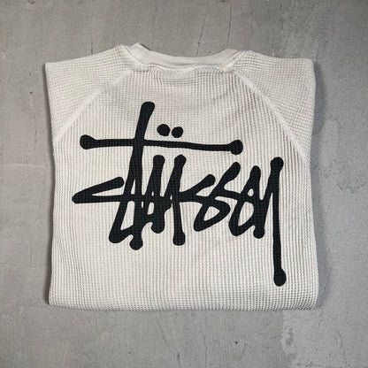 Stussy Thermal Waffle Knit Cement Longsleeve Size Medium USED x17743
