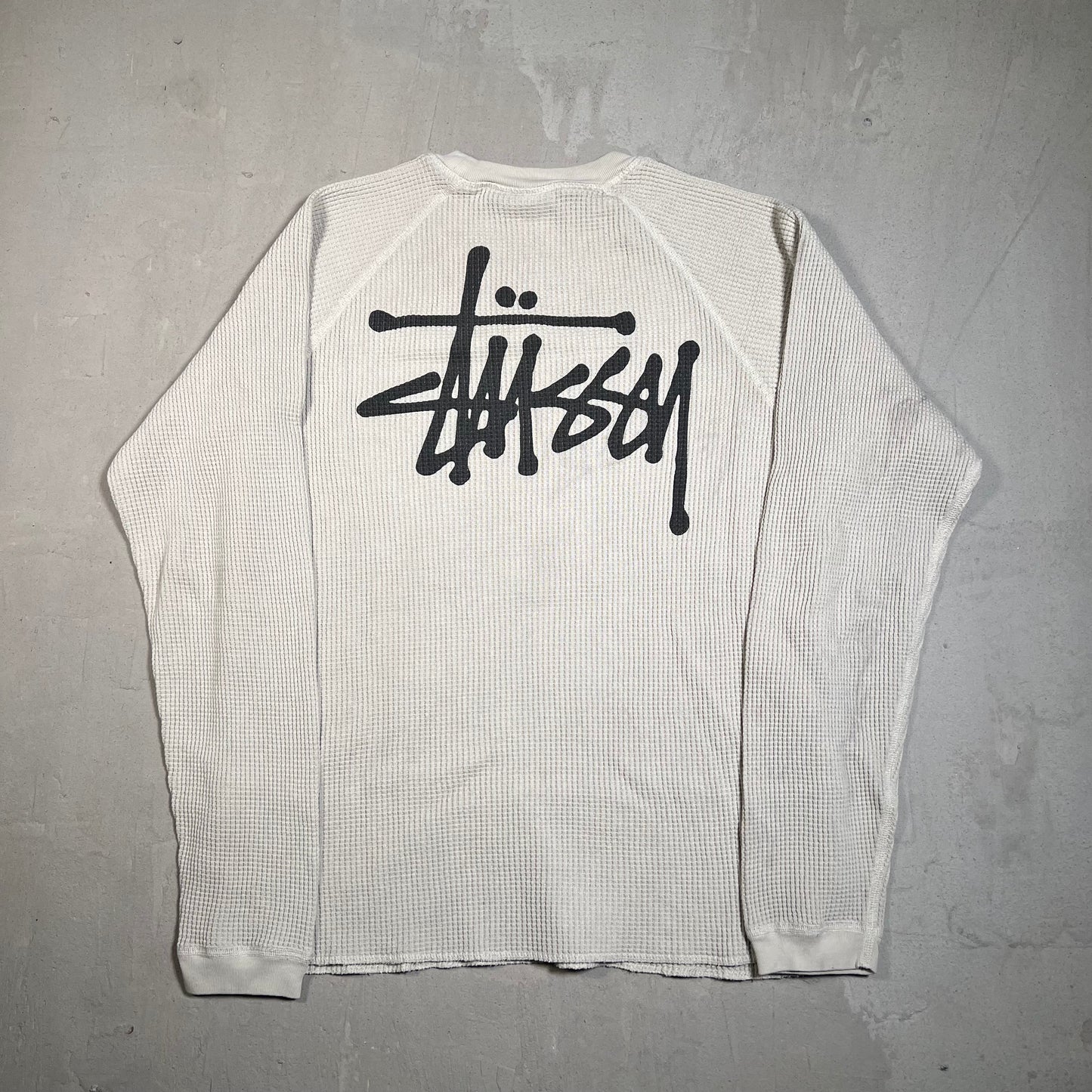 Stussy Thermal Waffle Knit Cement Longsleeve Size Medium USED x17743