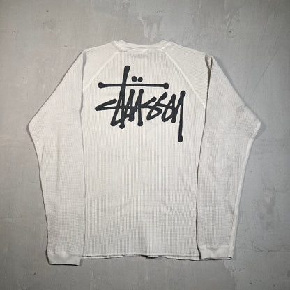 Stussy Thermal Waffle Knit Cement Longsleeve Size Medium USED x17743