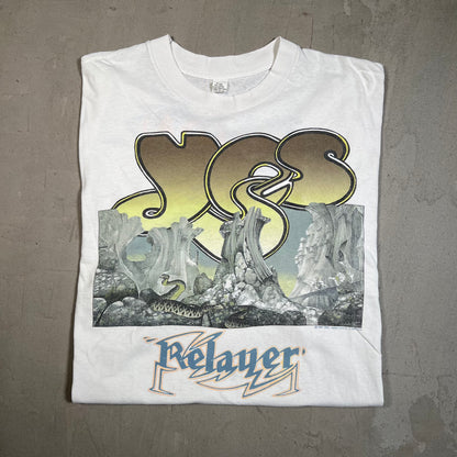1991 YES Relayer Union World Tour White Tee Size XL USED v19452