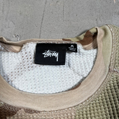 Stussy Thermal Waffle Knit Camo Longsleeve Size Medium USED x17744