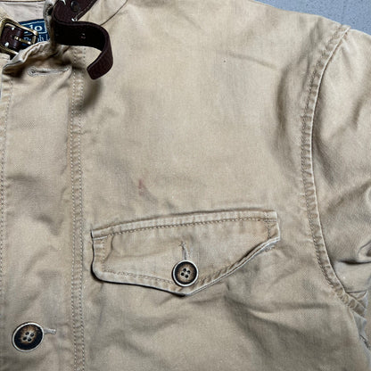 Polo Ralph Lauren Canvas Leather Country Hunting Tan Jacket Size Large USED v19560
