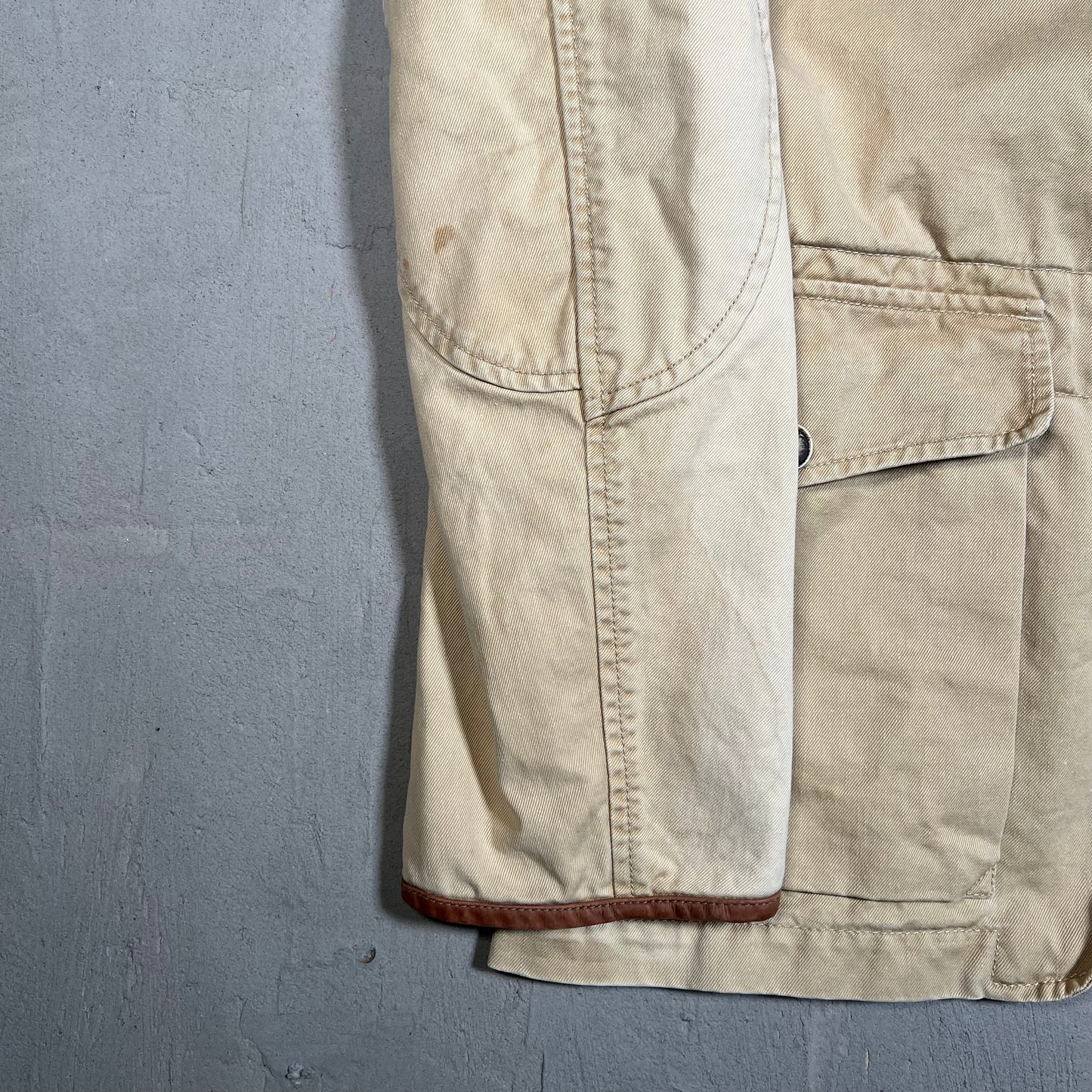 Polo Ralph Lauren Canvas Leather Country Hunting Tan Jacket Size Large USED v19560