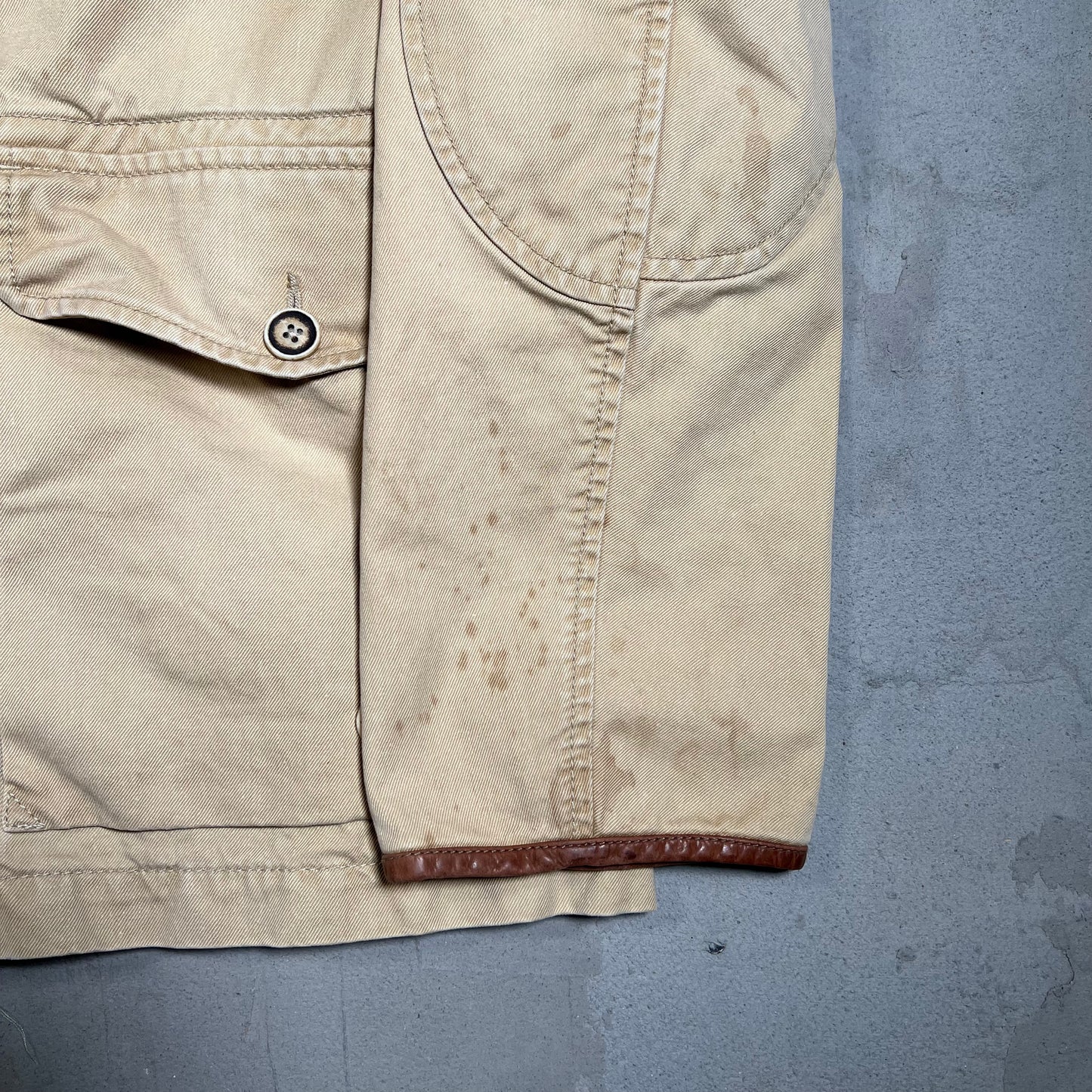 Polo Ralph Lauren Canvas Leather Country Hunting Tan Jacket Size Large USED v19560