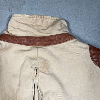 Polo Ralph Lauren Canvas Leather Country Hunting Tan Jacket Size Large USED v19560