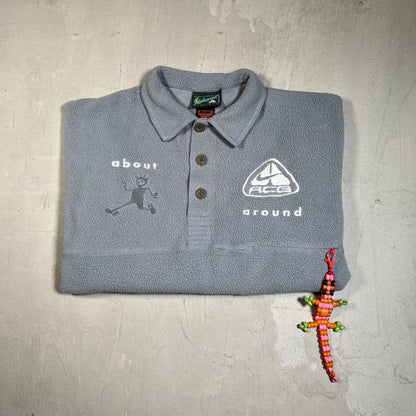 Nike ACG CPFM Longsleeve Grey Fleece Polo Size Small USED x17741