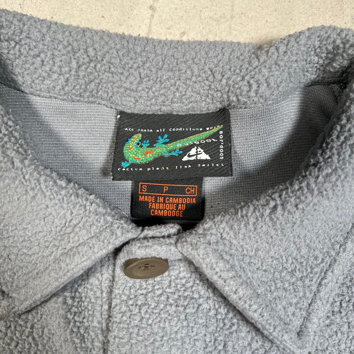 Nike ACG CPFM Longsleeve Grey Fleece Polo Size Small USED x17741