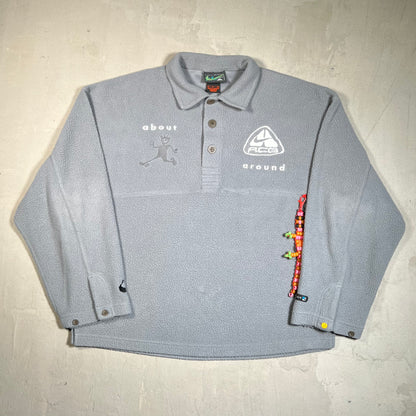 Nike ACG CPFM Longsleeve Grey Fleece Polo Size Small USED x17741