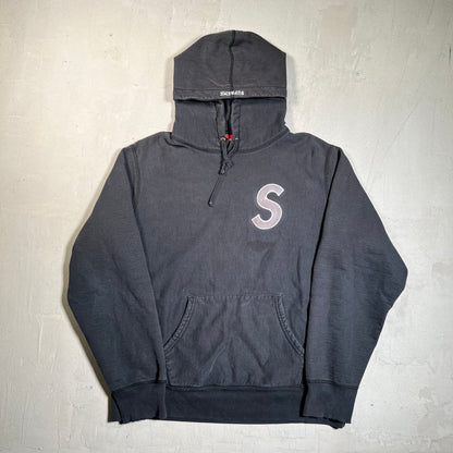 Supreme S Logo Black Hoodie Size Medium USED x17508