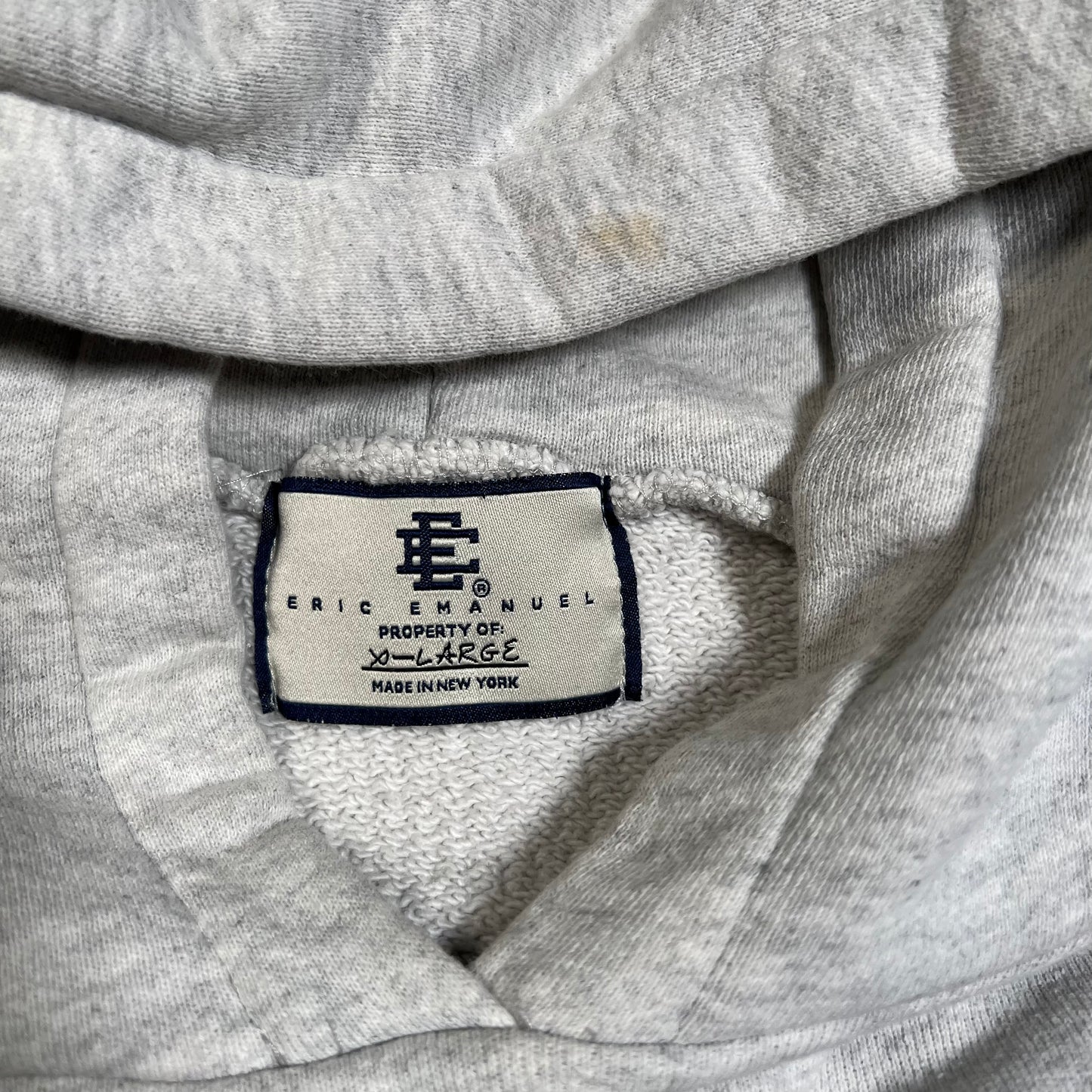 Eric Emanuel Black Logo Grey Hoodie w/ Lightning Size XL USED x15930