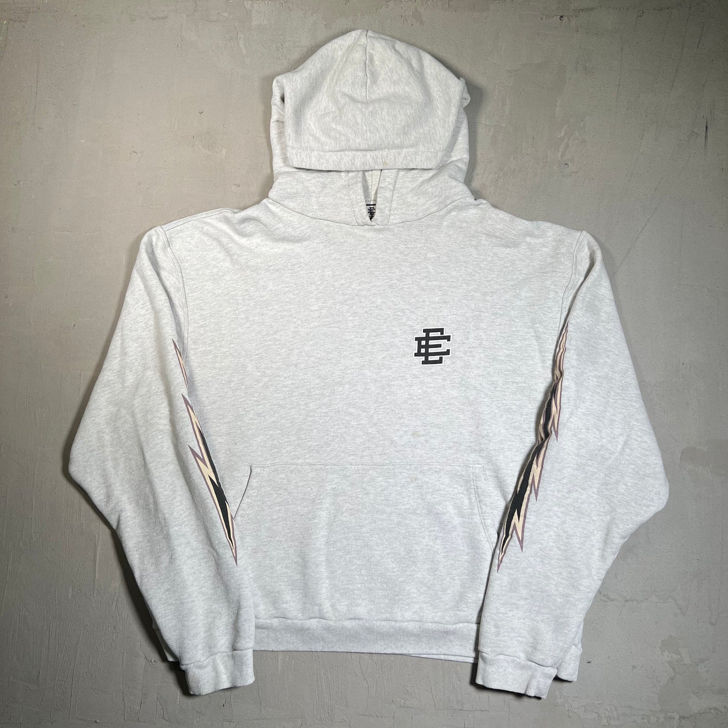 Eric Emanuel Black Logo Grey Hoodie w/ Lightning Size XL USED x15930