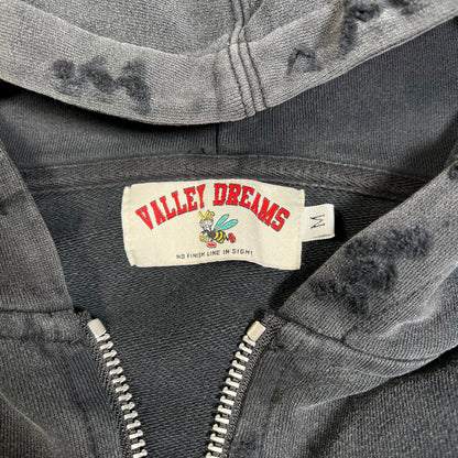 Vale Sport Washed Black Zip Up Hoodie Size Medium USED x17724