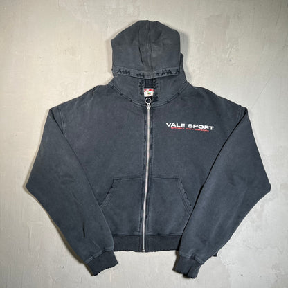 Vale Sport Washed Black Zip Up Hoodie Size Medium USED x17724