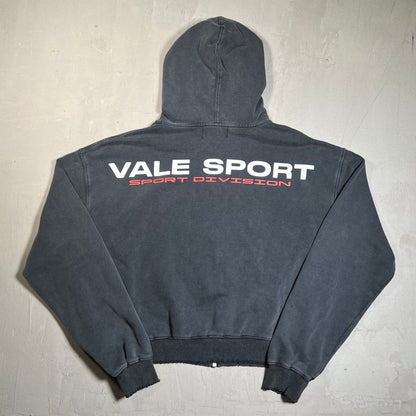 Vale Sport Washed Black Zip Up Hoodie Size Medium USED x17724