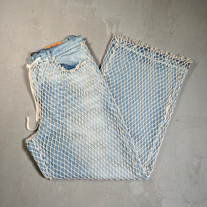 HMDD Fish Net Blue Jeans Size Medium USED x17722