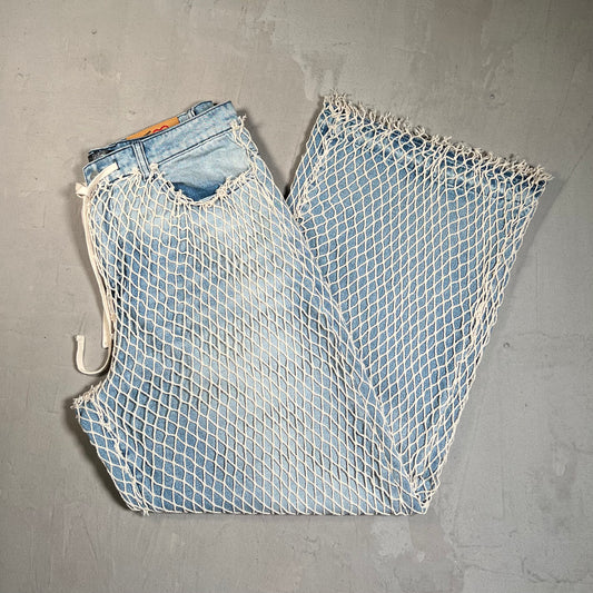 HMDD Fish Net Blue Jeans Size Medium USED x17722