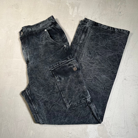 Vale Acid Black Cargo Work Pants Size 32 NEW x17725