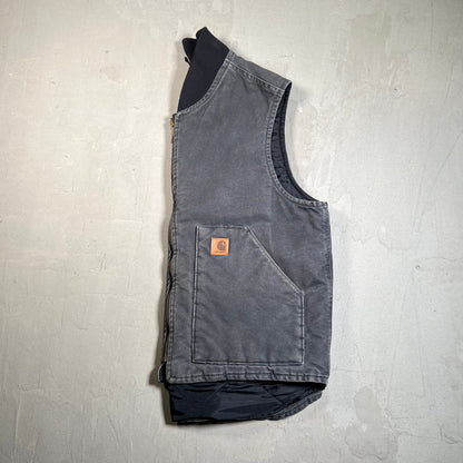 Y2K Carhartt Washed Black Workwear Vest Size Large USED v19638