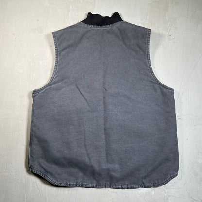 Y2K Carhartt Washed Black Workwear Vest Size Large USED v19638