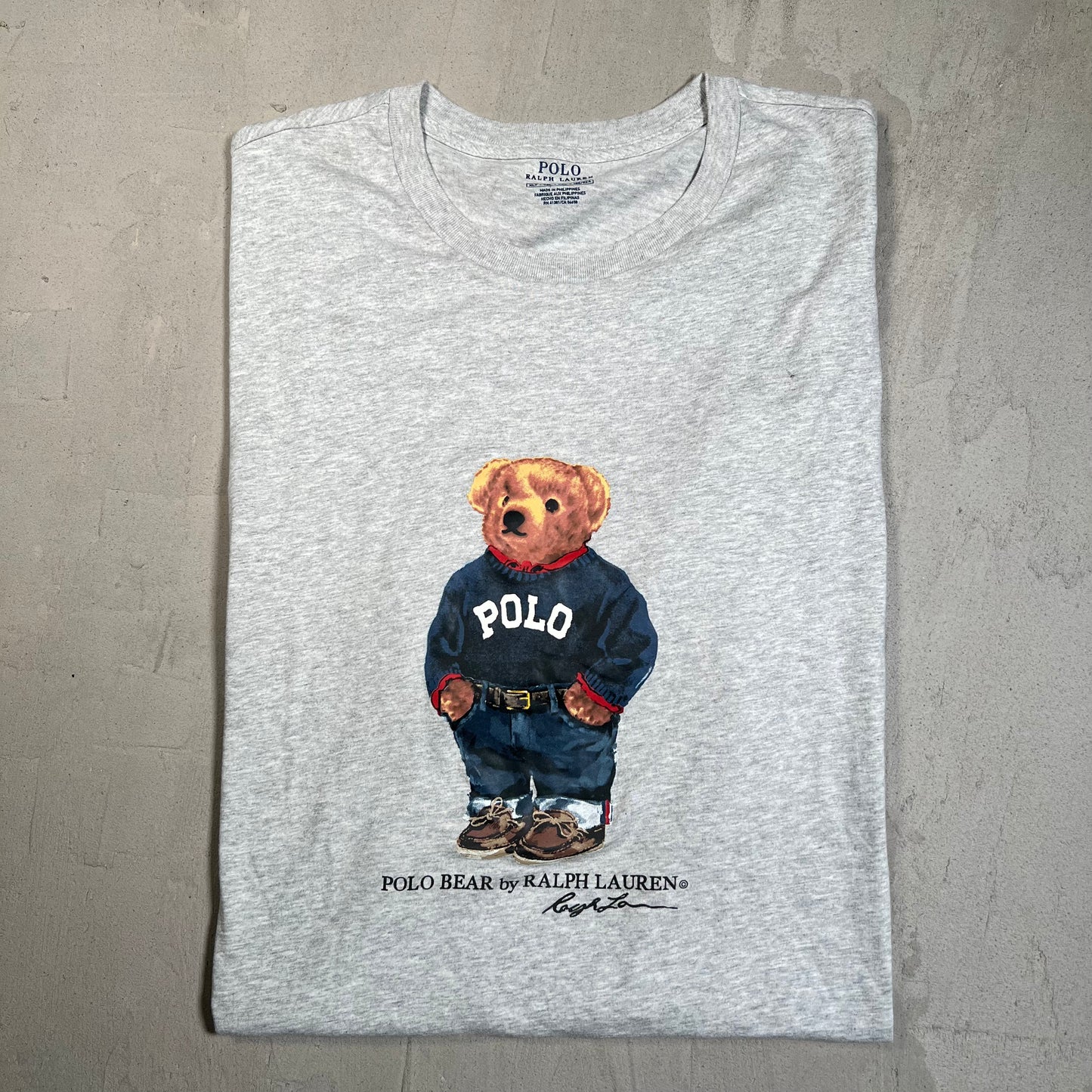 Polo Ralph Lauren Polo Bear Print Grey Tee Size XL USED v19643