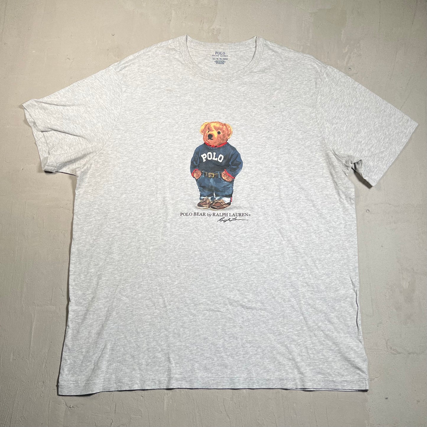Polo Ralph Lauren Polo Bear Print Grey Tee Size XL USED v19643