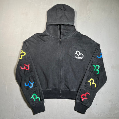 Bane Multi Pocket Sleeve Black Zip Up Hoodie Size Medium USED x17750