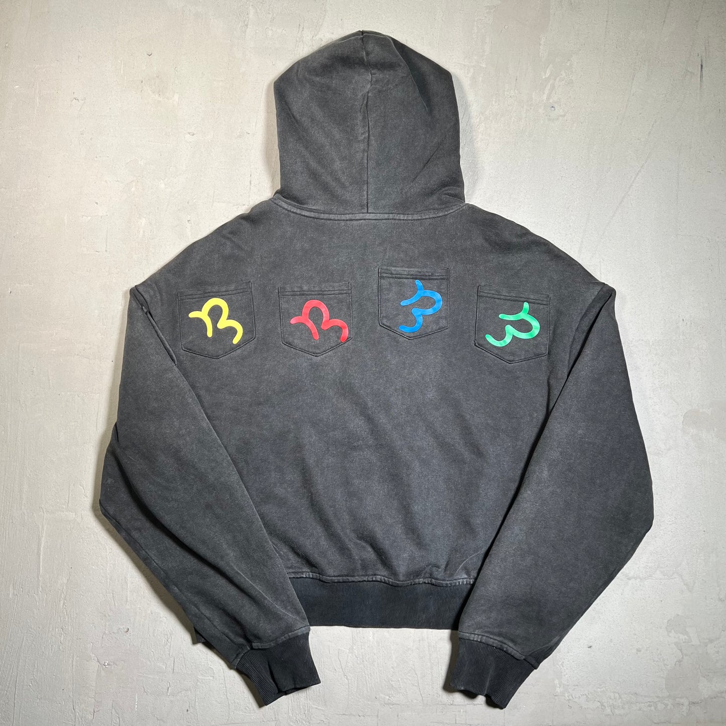 Bane Multi Pocket Sleeve Black Zip Up Hoodie Size Medium USED x17750