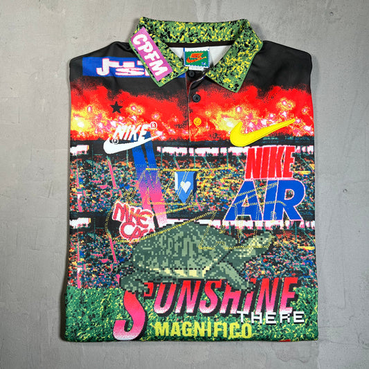 Nike CPFM Multicolor AOP Longsleeve Polo Size XL USED x17766