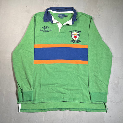 Y2K Polo Ralph Lauren "Eastern Division" Green Rugby Longsleeve Size XL USED v19614