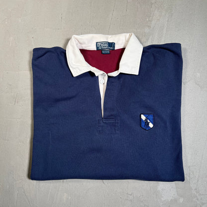 1997 Polo Ralph Lauren Appliqued Navy Rugby Longsleeve Size XL USED v19613
