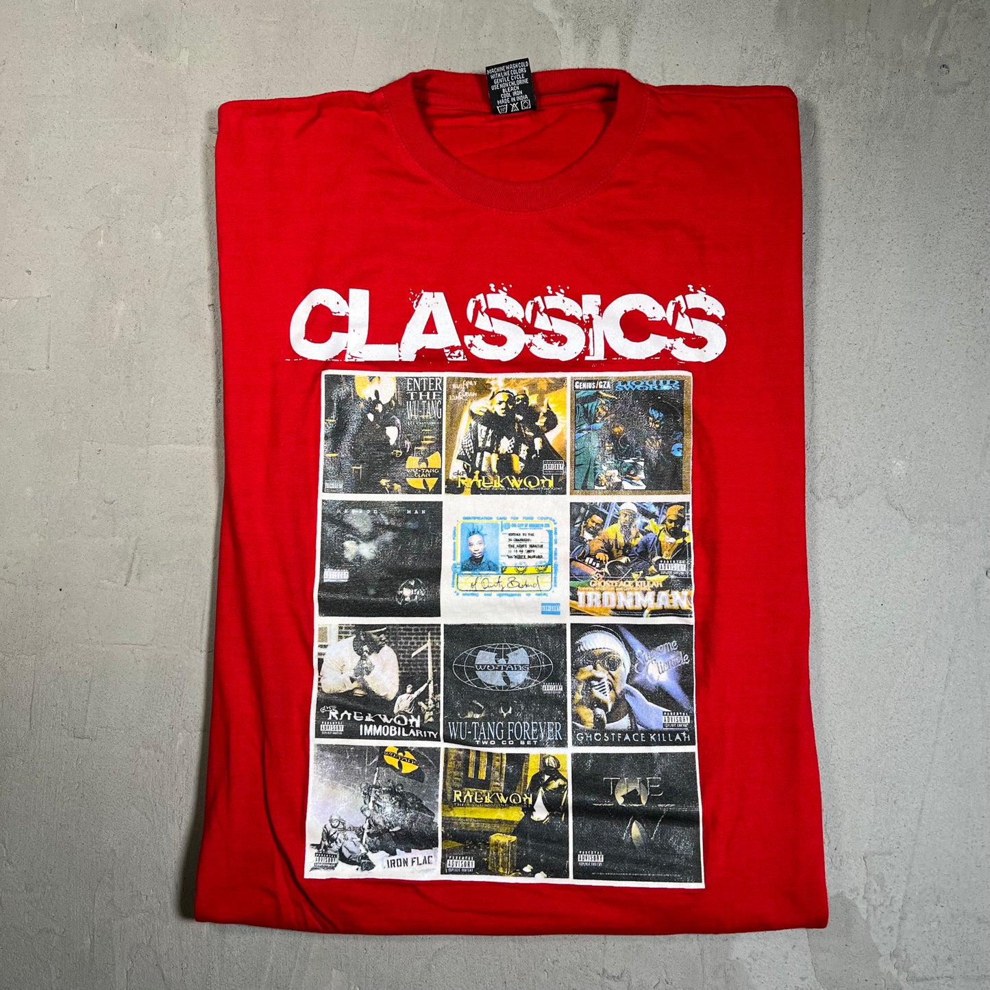 Y2K Wu Tang "Classics" Red Tee Size XL USED v19616